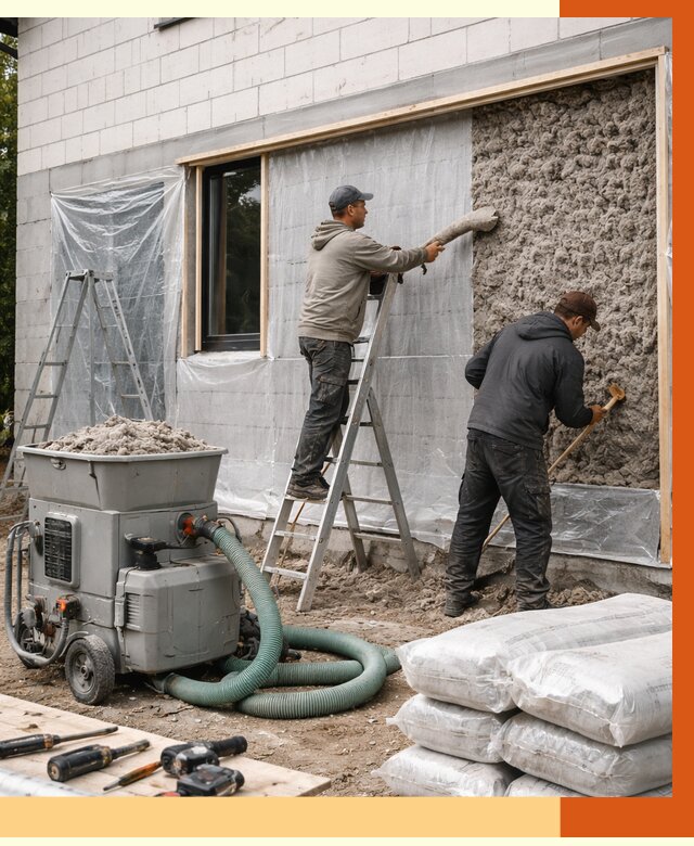 Утепление дома из газобетона эковатой в Орехове-Зуеве от 4689 руб./м2 | ТепломастерРхв