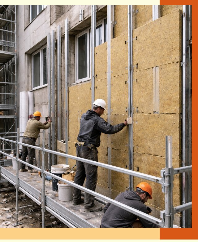 Утепление вентилируемого фасада в Орехове-Зуеве от 5835 руб/м2 — монтаж и утепление вентфасад | ТепломастерРхв